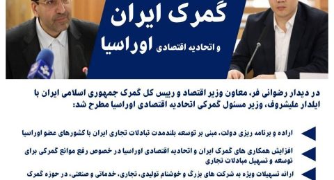 همکاری های گمرک ایران و اتحادیه اقتصادی اوراسیا در خصوص رفع موانع گمرکی برای توسعه و تسهیل مبادلات تجاری افزایش می یابد .