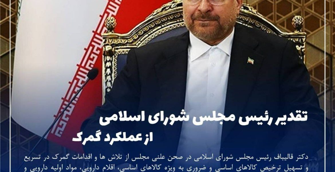 تقدیر رئیس مجلس شورای اسلامی از عملکرد و پیگیری های دکتر رضوانی فر در خصوص تسهیل و تسریع در ترخیص مواد اولیه دارویی و تجهیزات پزشکی